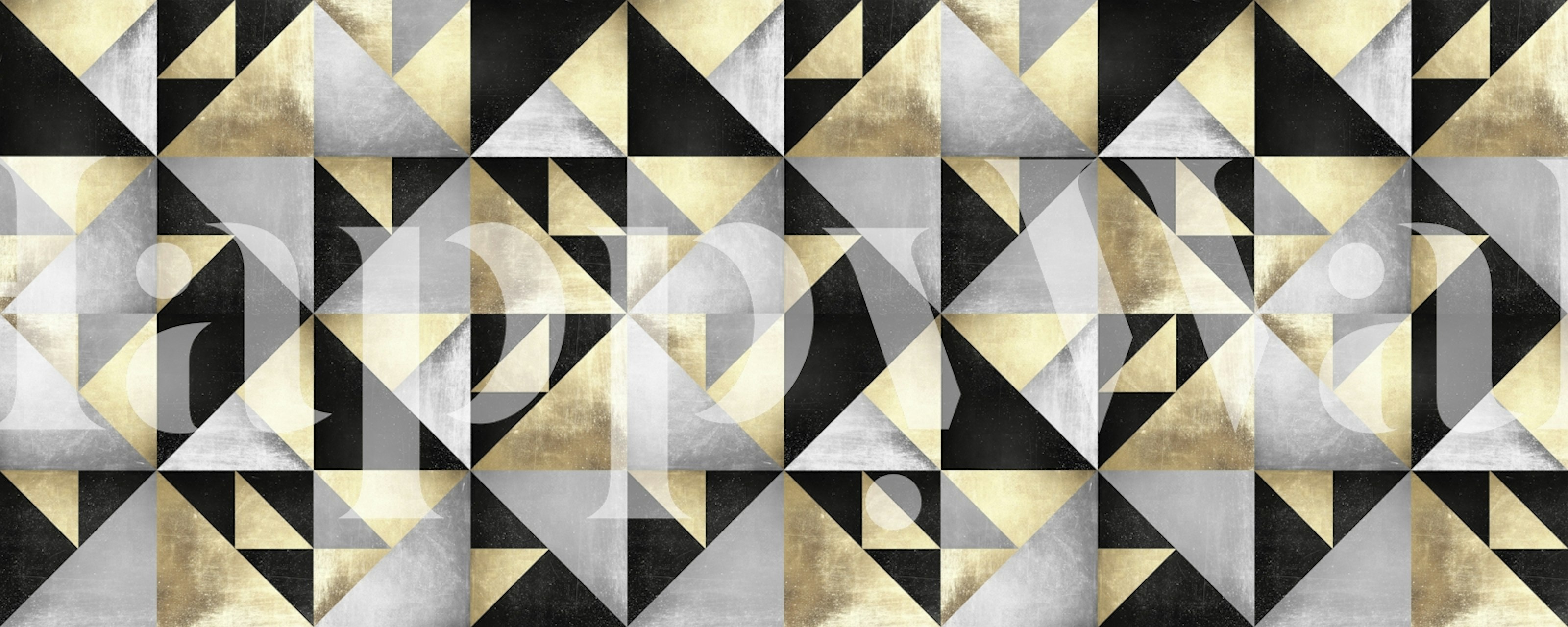 Fototapeta s geometrickým černo-zlatým trojúhelníkovým vzorem