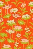 GARDEN MEADOW Retro Floral - Green Orange papiers peint