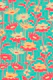 GARDEN MEADOW Retro Floral - Red Turquoise
