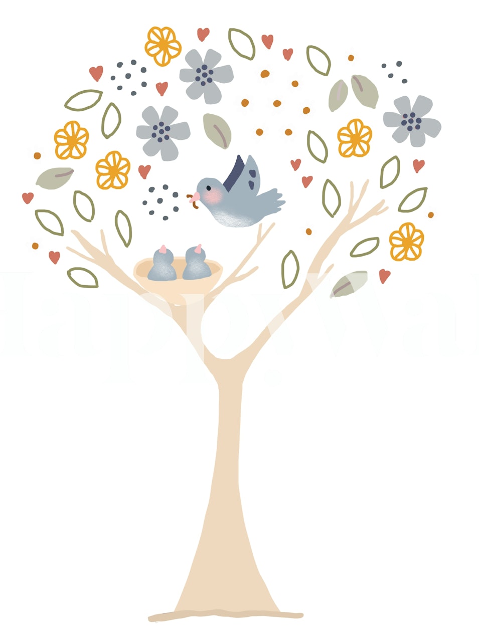 Spring Nursery Tree wallpaper in a room