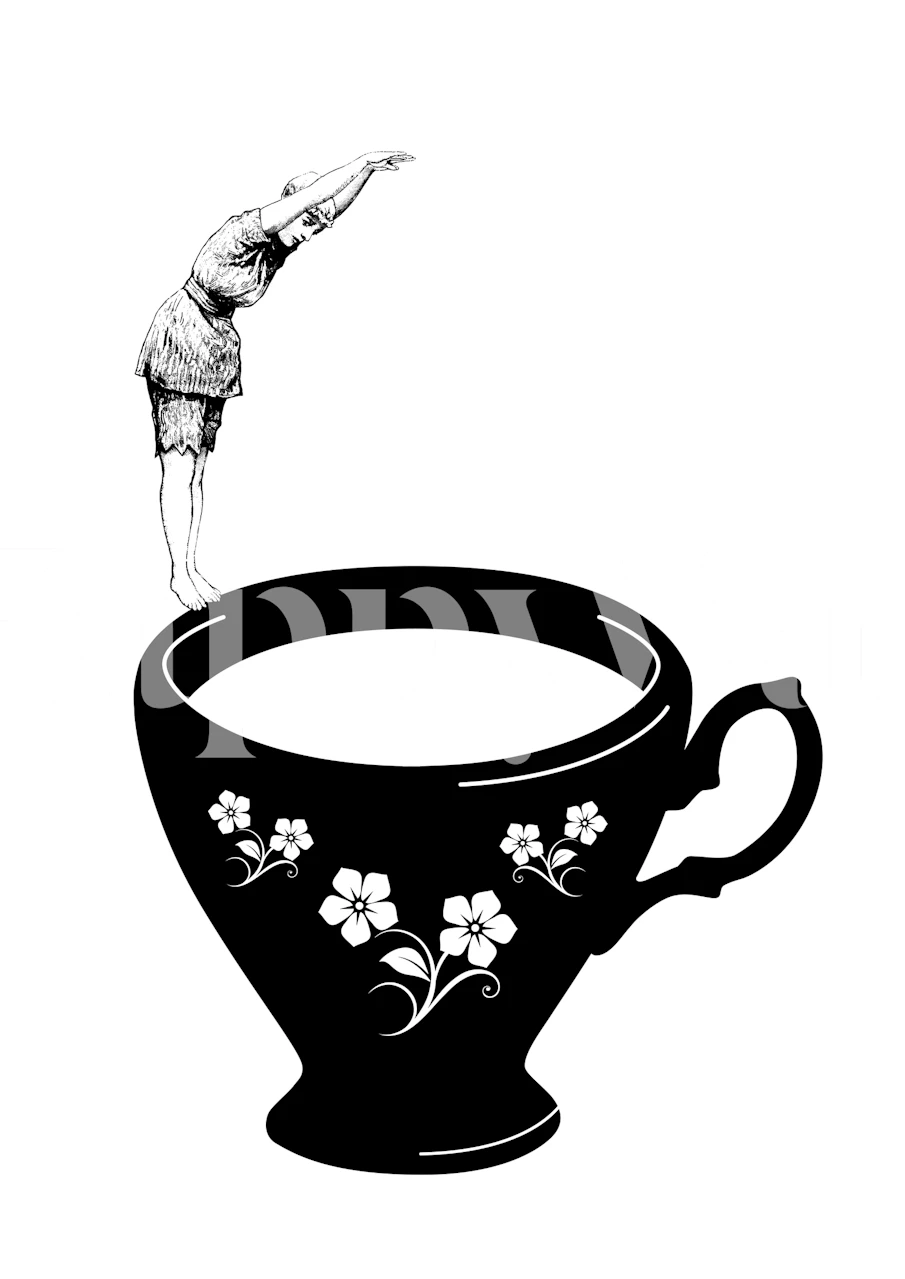 Dive in tea cup design de papier peint dans une pièce