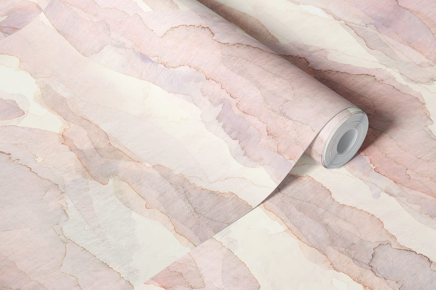 Watercolour Zephyr Clouds - Pink wallpaper roll