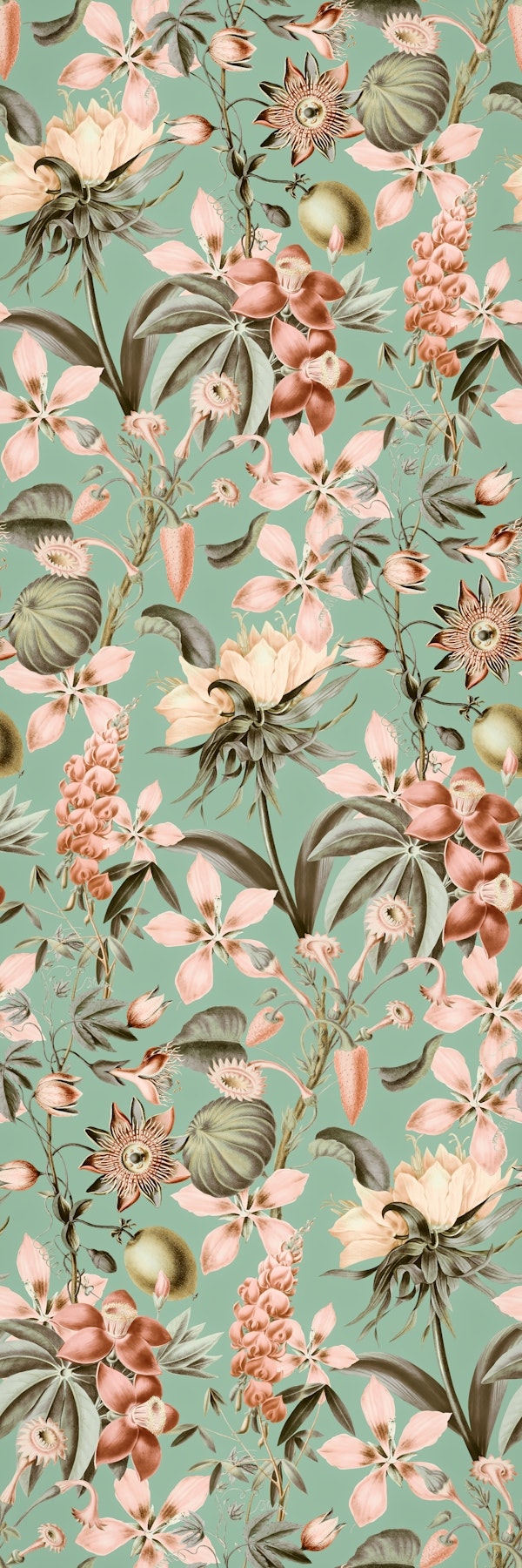 Tropical Bloom Exotic Florals Peach Green