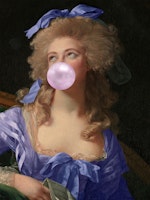 Royal Blue Lady with Bubble Gum tapete