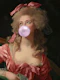 Bubble Gum Lady in Crimson Dress