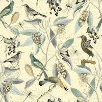 Vintage Magnolia And Birds Beige Teal wallpaper