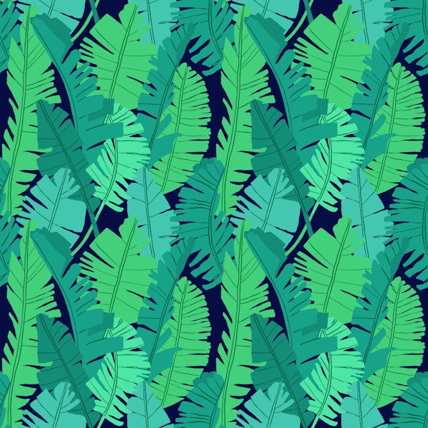 Green and blue palm leaves