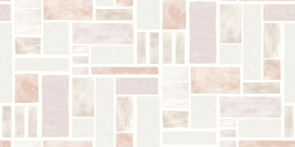 Watercolor tile mosaic soft pastels