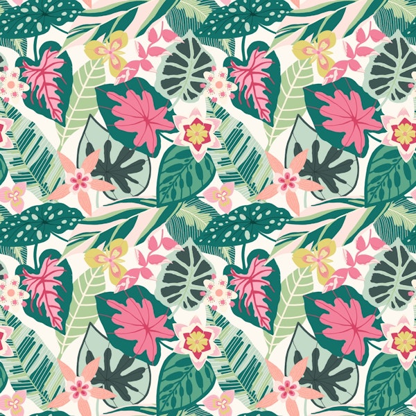 Tropical Blooms and Leaves