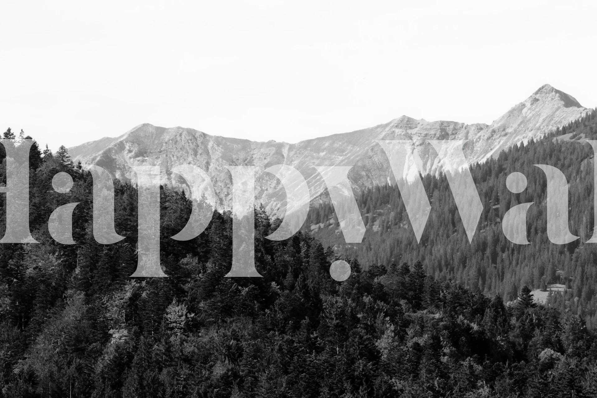 Mountain scenery wallpaper in a room