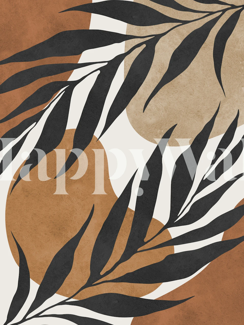 Carta da parati boho chic con motivi floreali su uno sfondo caldo