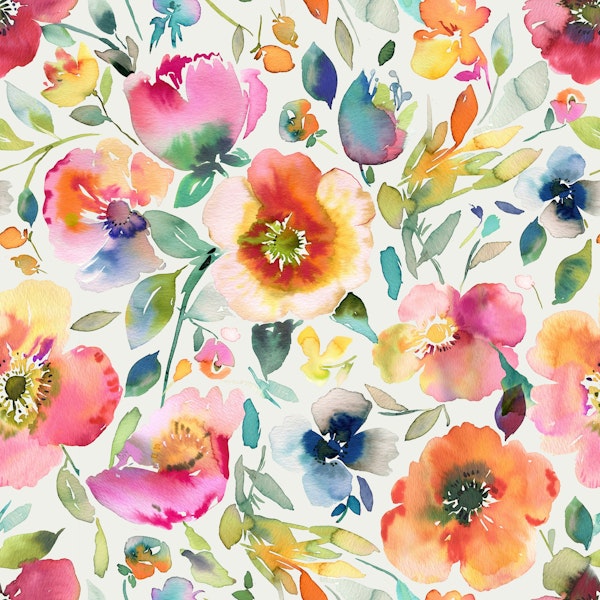 Vivid Watercolor Spring Poppies