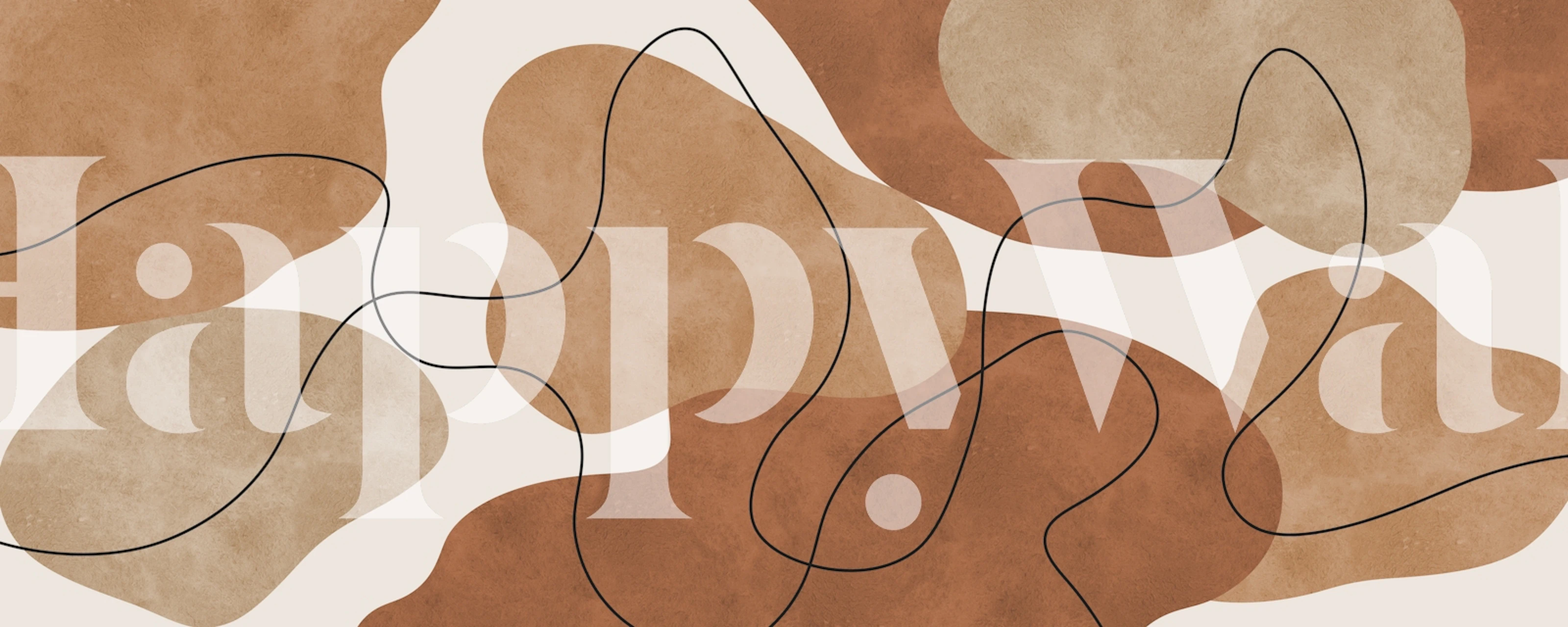 Boho-stijl wallpaper met aardse krommingen en lijnen