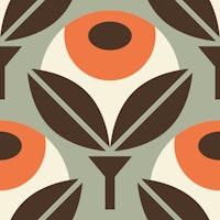 Retro geometric poppy flowers / 3014 A wallpaper
