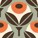 Retro geometric poppy flowers / 3014 A
