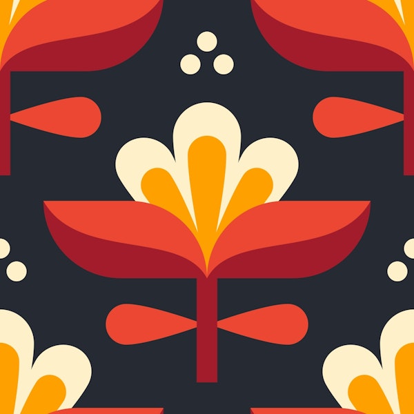Vibrant retro blossoms / 3017 A