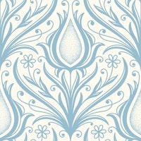 Ornamental flowers pattern, blue / 3020 B tapety