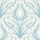 Ornamental flowers pattern, blue / 3020 B