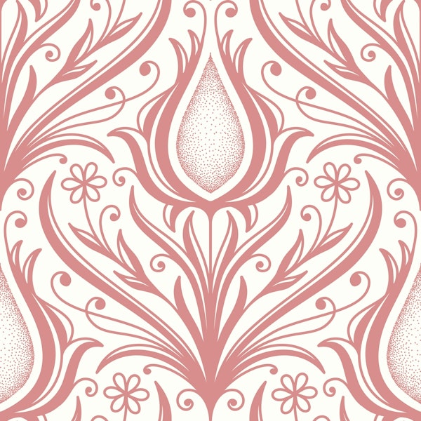 Ornamental flowers pattern, red / 3020 C