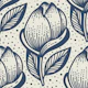 Magnolia blossoms, navy / 3022 C