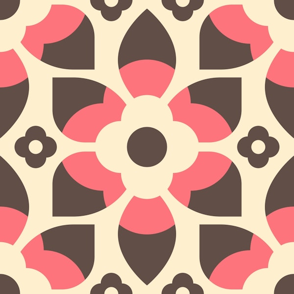 Retro floral pattern, pink / 3024 C