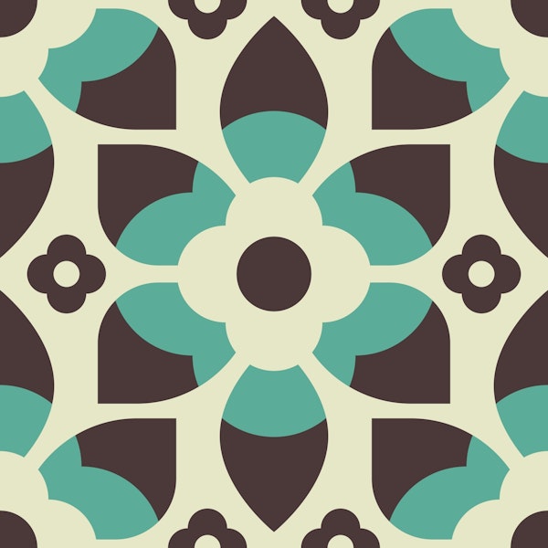 Retro floral pattern, green / 3024 D