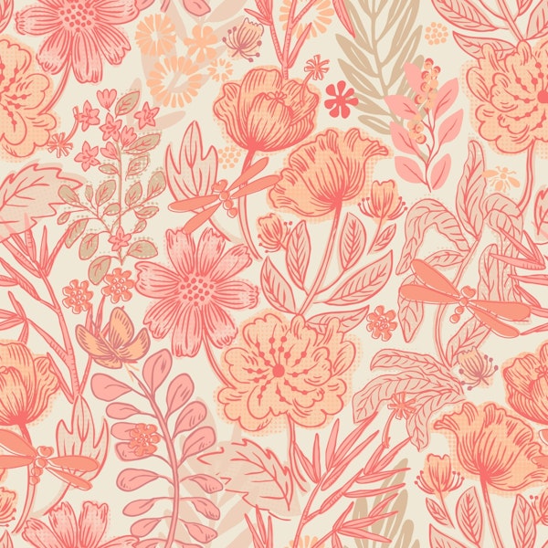 Peach fuzz floral meadow