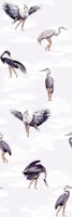 Crane Bird-boys in purple lavender behang