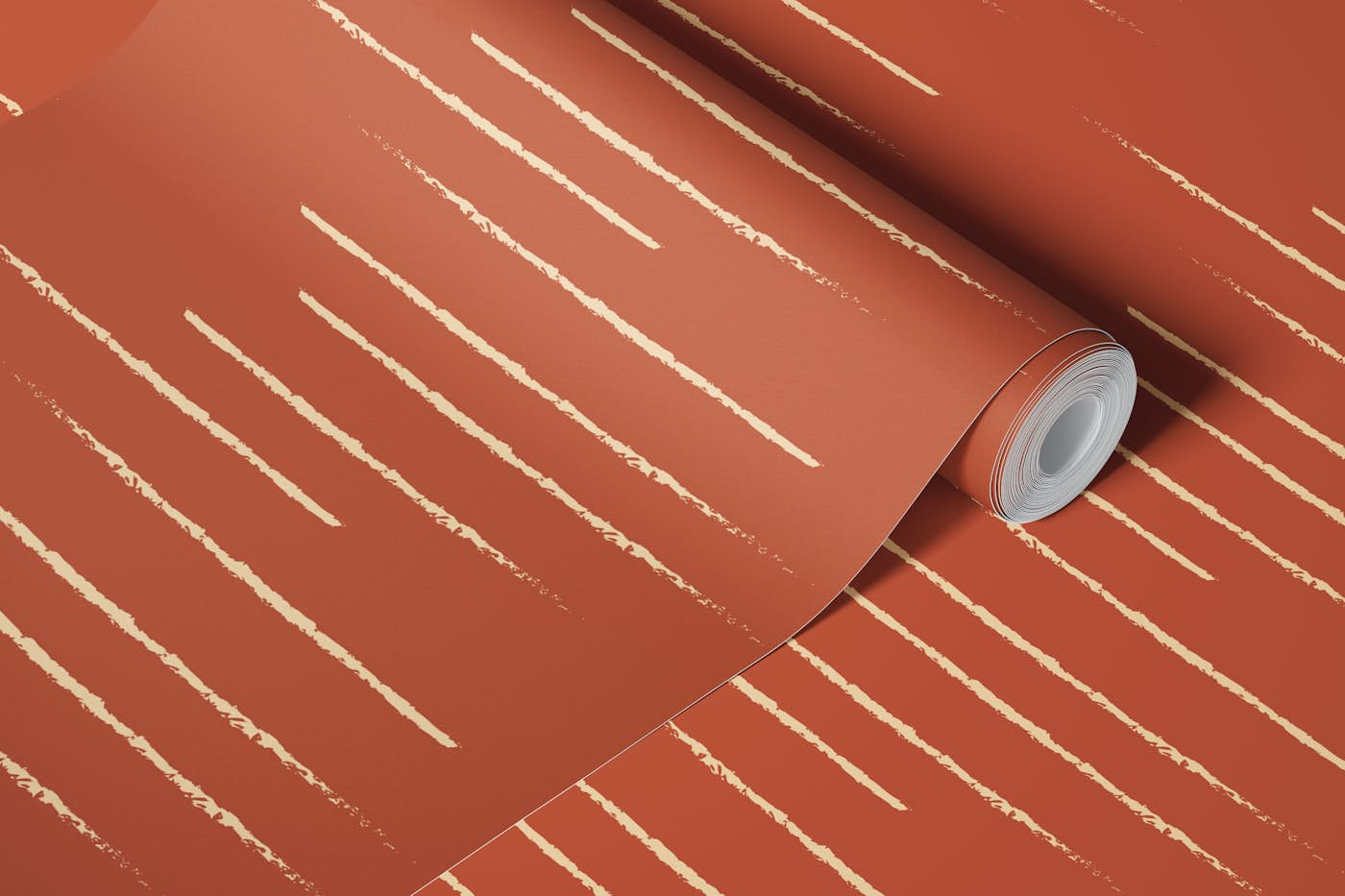 Warm Minimalism Stripe Terracotta Beige wallpaper roll