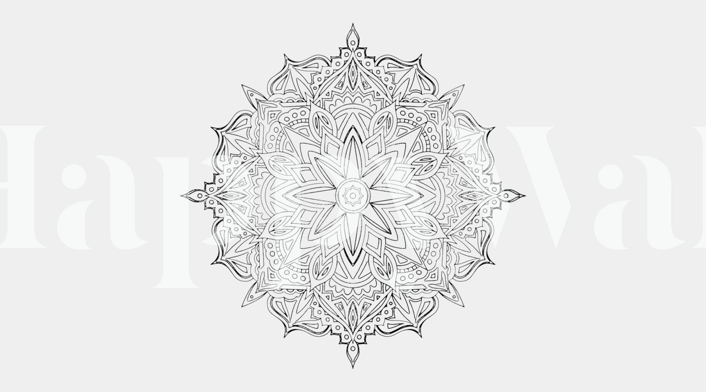 Mandala papel tapiz negro y blanco en una habitación