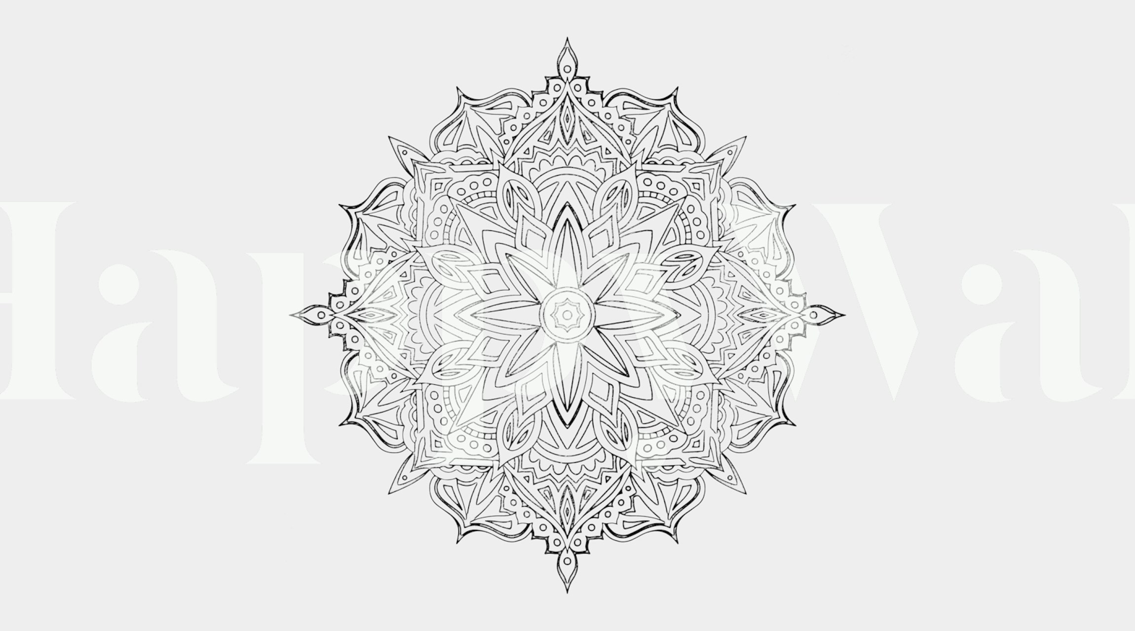 Mandala papel de parede preto e branco em um quarto