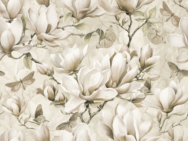 Magnolia And Butterfly Ivory