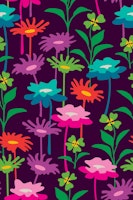 GARDEN MEADOW Retro Floral - Rainbow Brights papiers peint