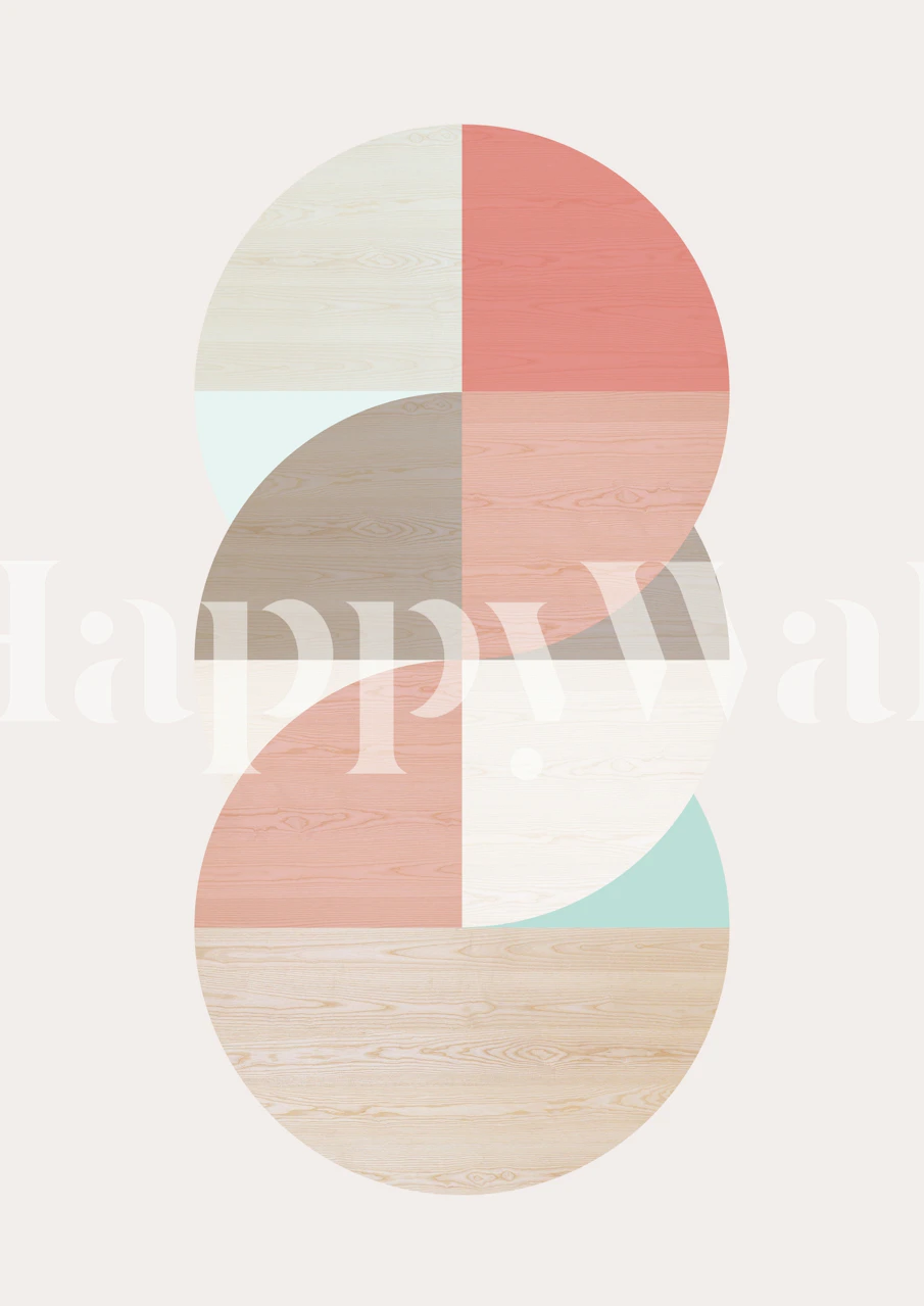 Geometric pastel colored wooden circles wallpaper
