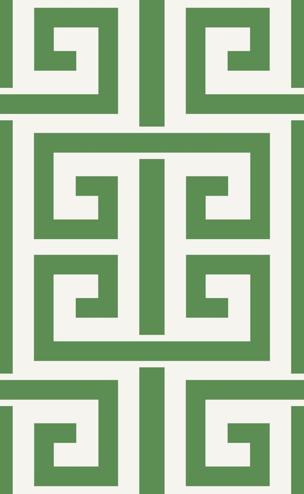 Greek Key Geometric - green and cream