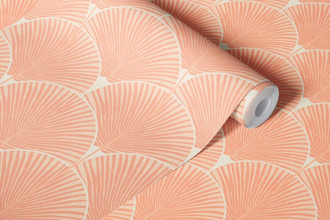 Japandi palms peach hygge wallpaper roll