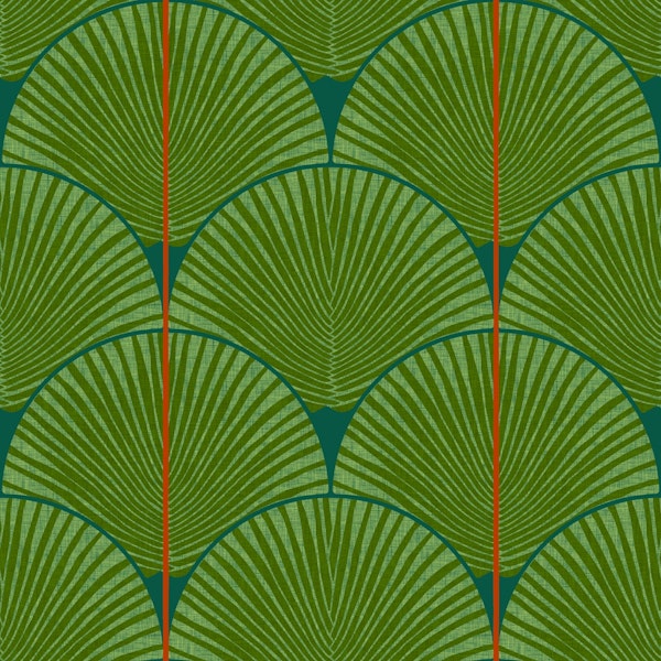 Japandi palms emerald teal green Large Scale