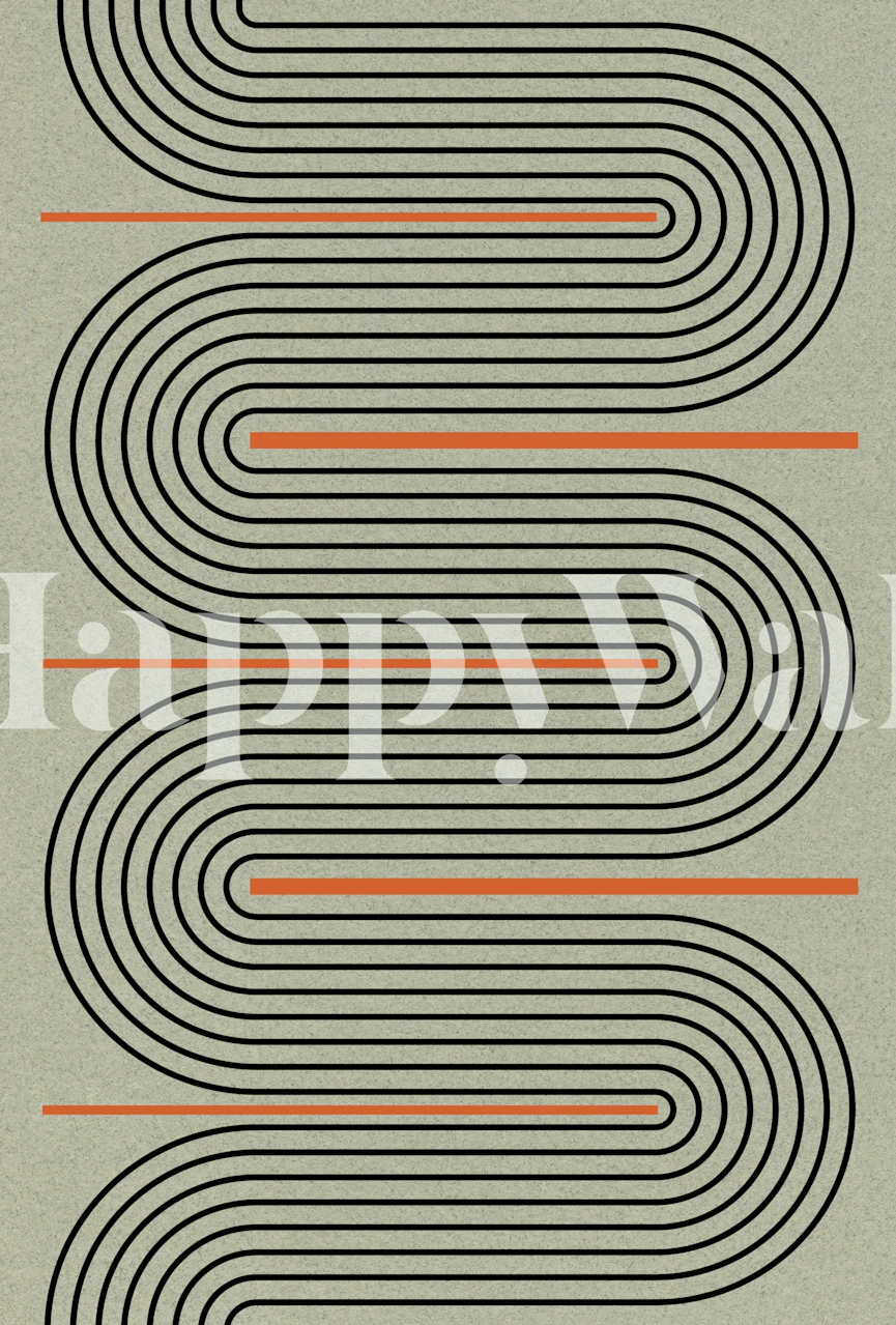 Retro Simple Lines wallpaper in a room