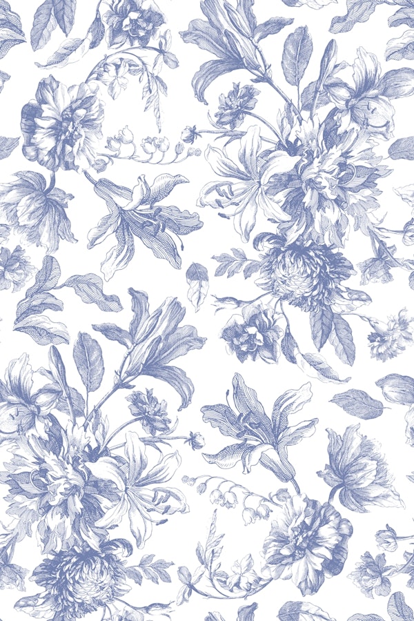 Blue Bouquets - Toile DeJouy