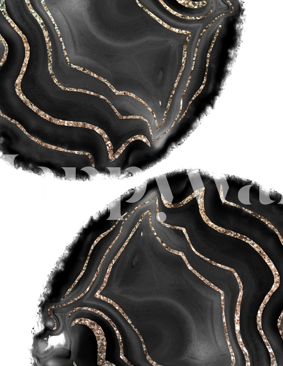 Black Agate Gold Glitter Tapete in einem Raum