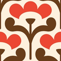 Retro blossoms pattern, red / 3027 D wallpaper