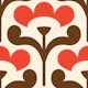 Retro blossoms pattern, red / 3027 D
