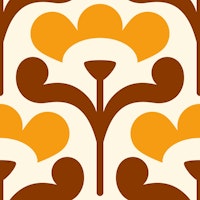 Retro blossoms pattern, yellow / 3027 E wallpaper