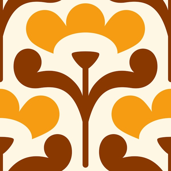 Retro blossoms pattern, yellow / 3027 E