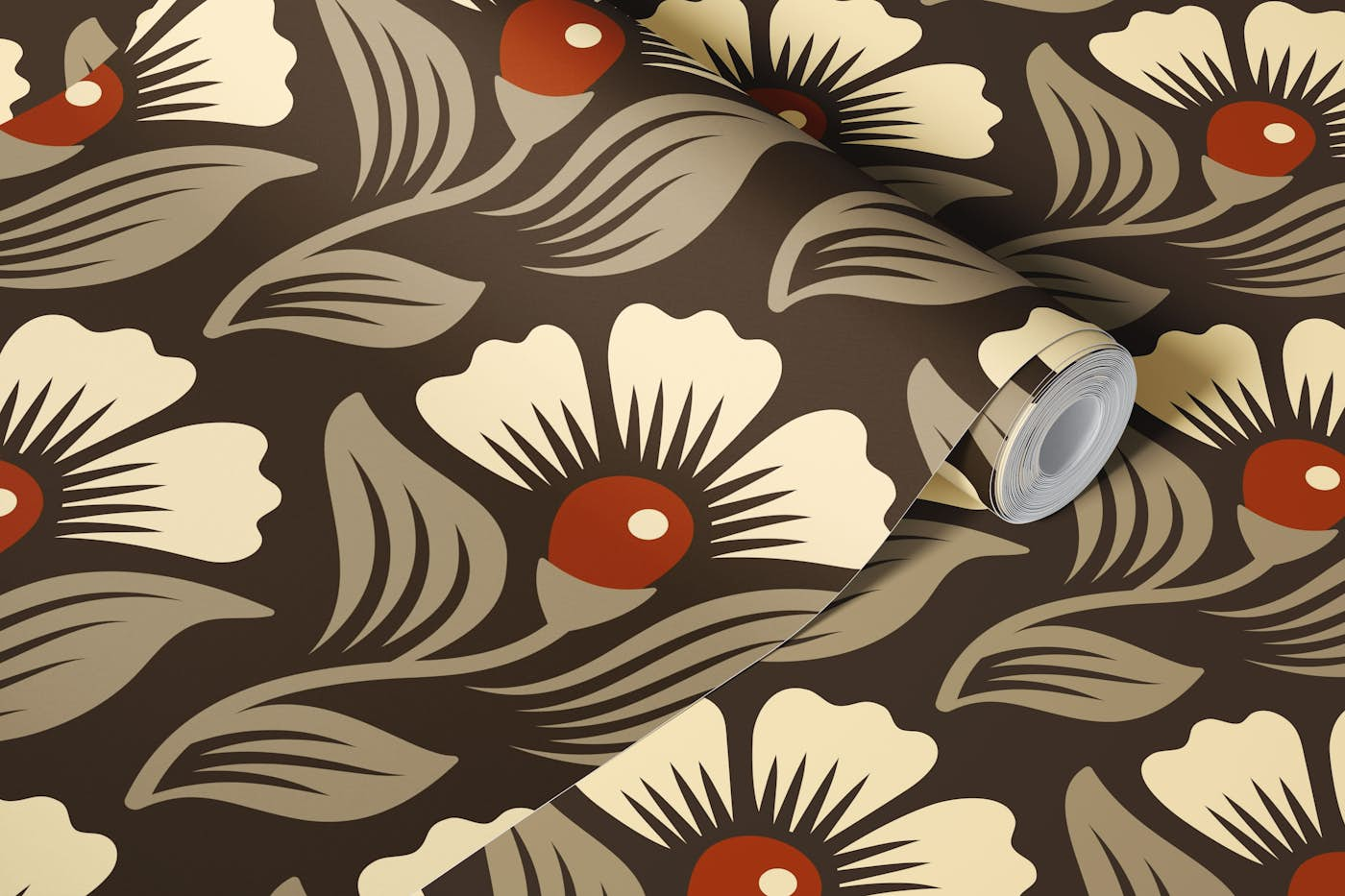 Hand drawn blossoms pattern / 3035 D wallpaper roll