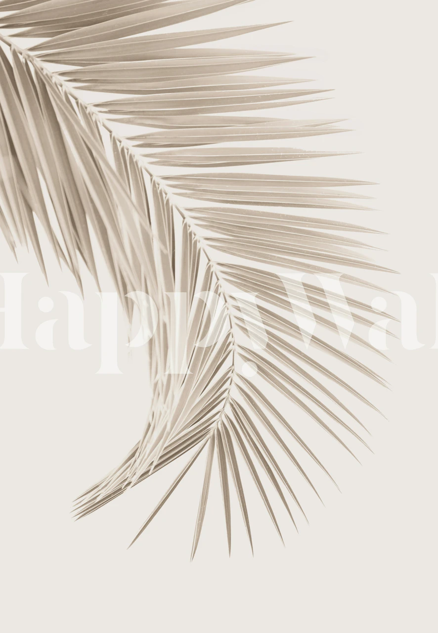 Een minimalistische bruine palmblad-design muurschildering voor woondecoratie