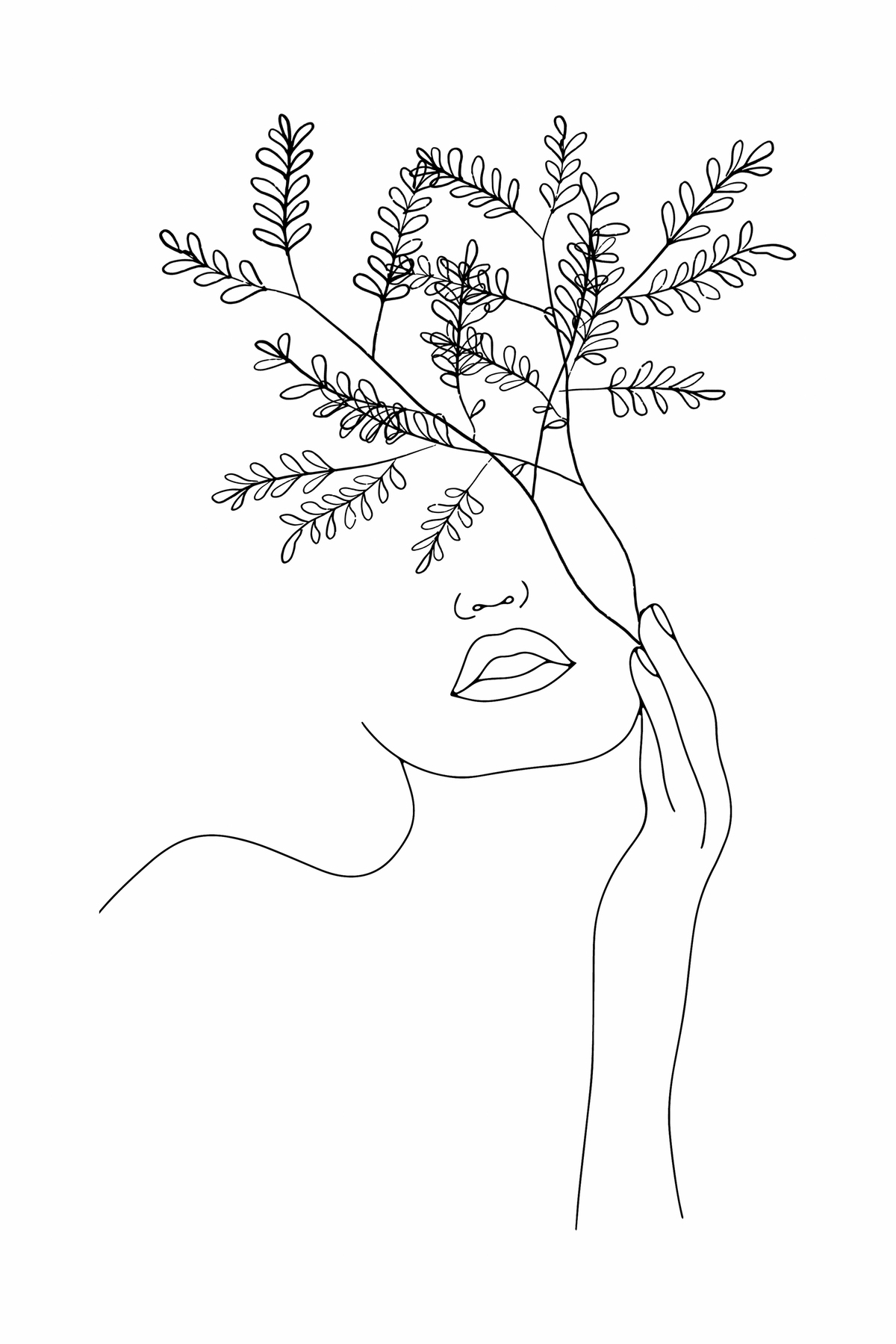 Aesthetic face line art Wallpaper - Peel and Stick or Non-Pasted
