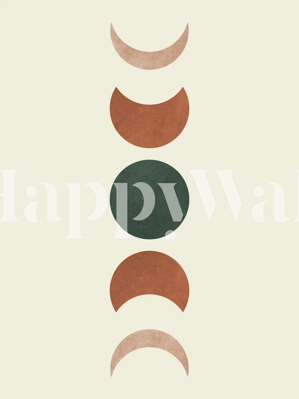 Abstract moon phases wall mural with earthy color palette