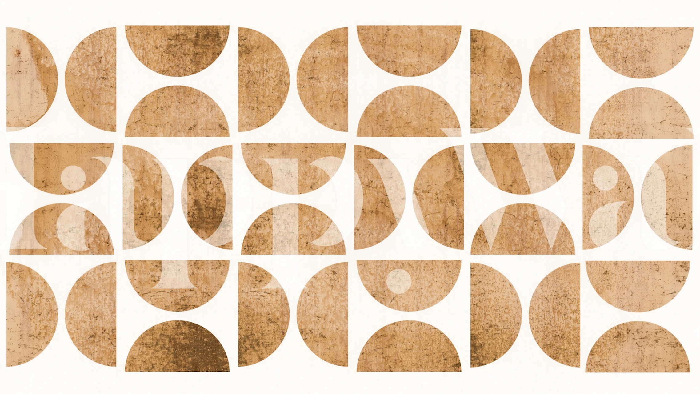 Beige geometric circle pattern on white background wallpaper