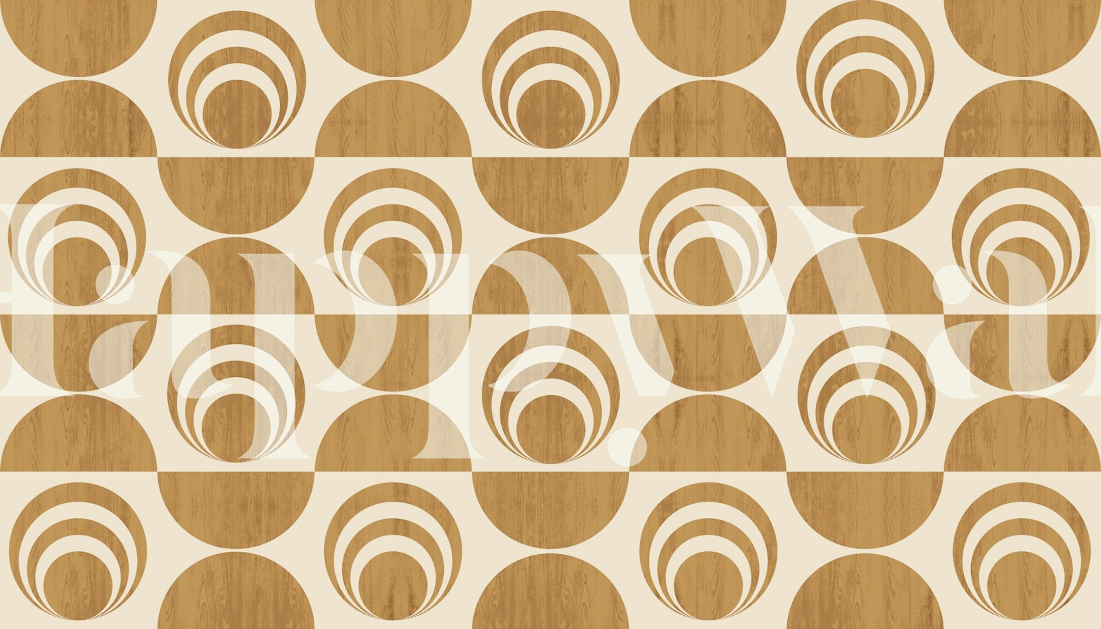 Scandinavian Mid-Century Wood pattern wall mural with warm tones and retro flair